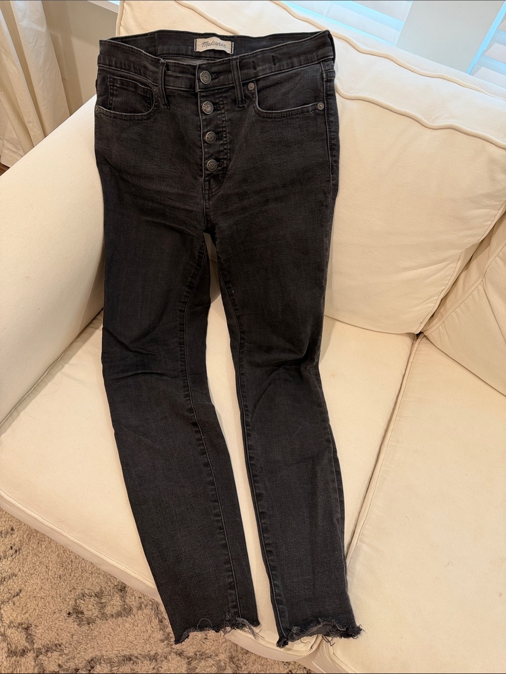 Madewell Black 9” High-Rise Skinny Jeans with Button Fly Size 28